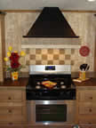 Designer Range Hood With Ceramic Backsplash